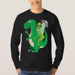 Alien Riding T Rex Cool Dinosaur Dino Halloween Co T-Shirt