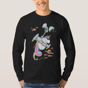 Alien Riding Unicorn Food Pizza Space Party Planet T-Shirt