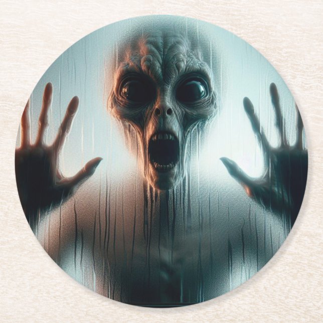 Alien Round Paper Coaster (Front)