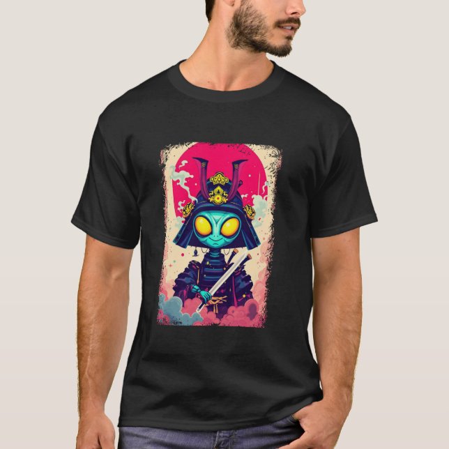 Alien Samurai Tee Japanese Sci-Fi Design Apparel U (Front)