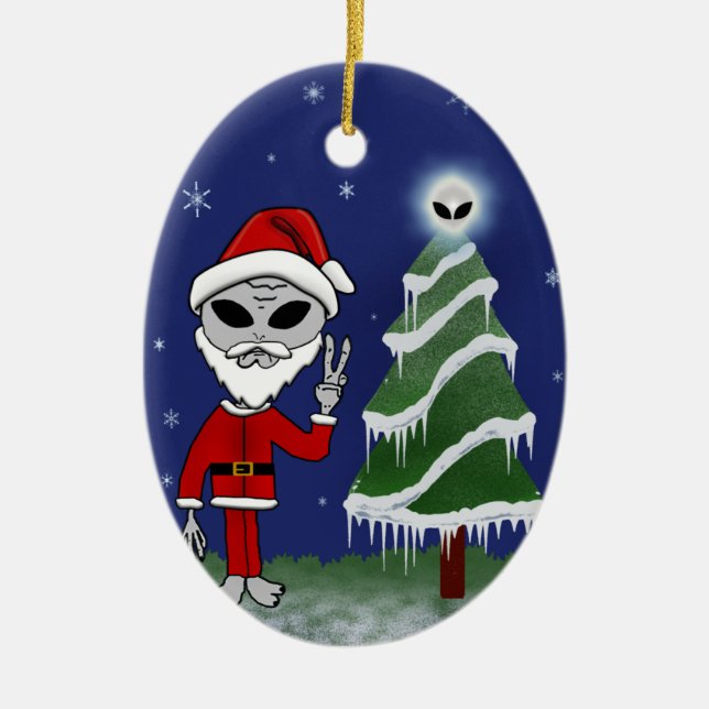 Alien Santa Ceramic Ornament (Front)