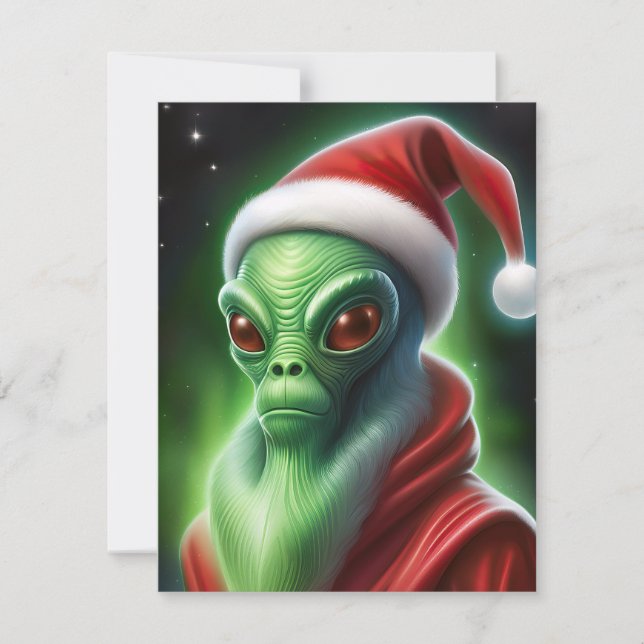 Alien Santa Claus Holiday Card (Front)
