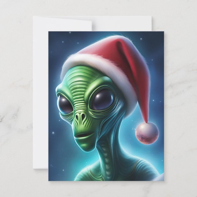 Alien Santa Claus Holiday Card (Front)