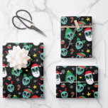 Alien Santa Claus Snowflakes Christmas Tree  Wrapping Paper Sheet<br><div class="desc">Alien Santa Claus Snowflakes Christmas Tree Wrapping Paper Sheets</div>