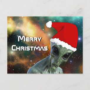Alien Santa Merry Christmas Personalize Postcard
