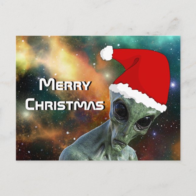 Alien Santa Merry Christmas Personalize Postcard (Front)