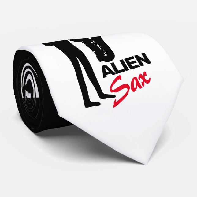 Alien Sax, Extraterrestrial Musician Tie (Rolled)