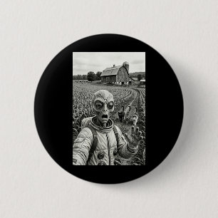 Alien Selfie with Cats Funny 2 Inch Round Button
