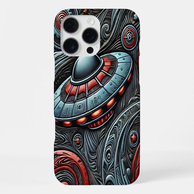 Alien Ship Exploring Cosmic Depths iPhone Case (Back)