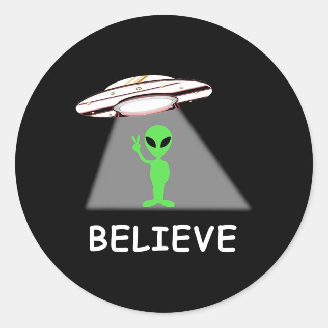 Alien Shirt - I Believe New Cool Ufo  Classic Round Sticker (Front)