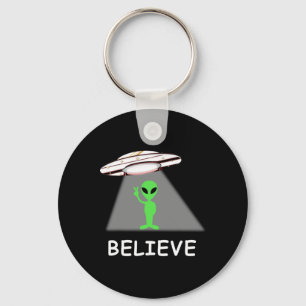 Alien Shirt - I Believe New Cool Ufo Keychain