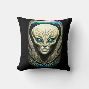 Alien skull Head Thunder_Cove Throw Pillow