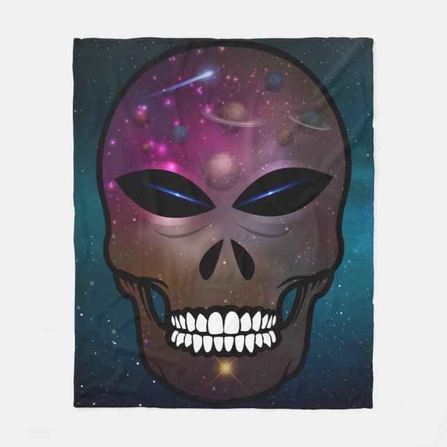 Alien Skull Throw Blanket Home Decor Creatures (Front)