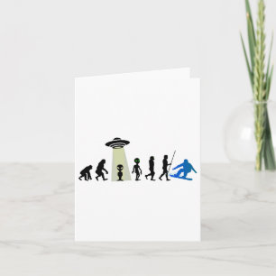 Alien Snowboard Evolution Pun Joke Winter Boarding Card