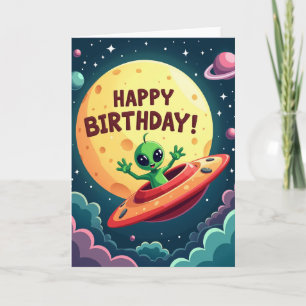Alien Space Birthday Card