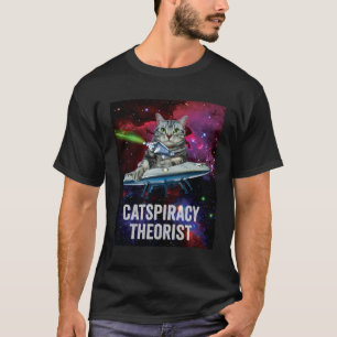 Alien Space Cat UFO Catspiracy Theorist T-Shirt