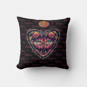 Alien Space Dahlias Heart & Moon & Sun Throw Pillow