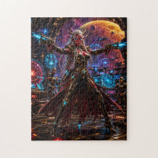 Alien Space Pirate Queen — Twin Blasters Jigsaw Puzzle