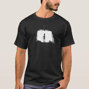 Alien Space Ufo Silhouette Abduction Black White G T-Shirt