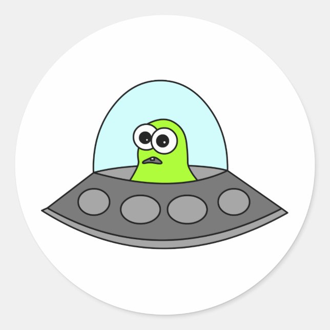 Alien Spaceship Classic Round Sticker (Front)