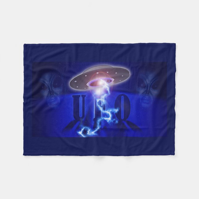 Alien Spaceship Fleece Blanket (Front (Horizontal))