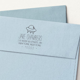 Alien Spaceship Kids Return Address Stamp