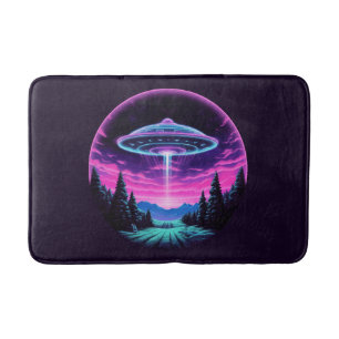 Alien Spaceship Retro Futuristic Bath Mat