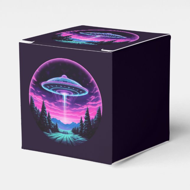 Alien Spaceship Retro Futuristic Favor Box (Front Side)
