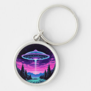 Alien Spaceship Retro Futuristic Keychain