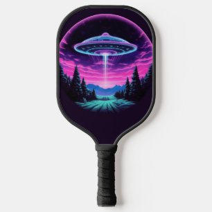 Alien Spaceship Retro Futuristic Pickleball Paddle