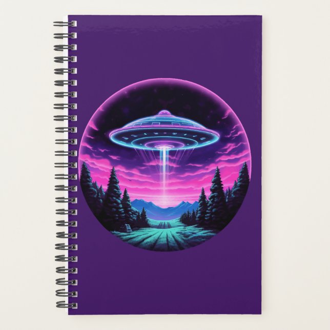 Alien Spaceship Retro Futuristic Planner (Front)