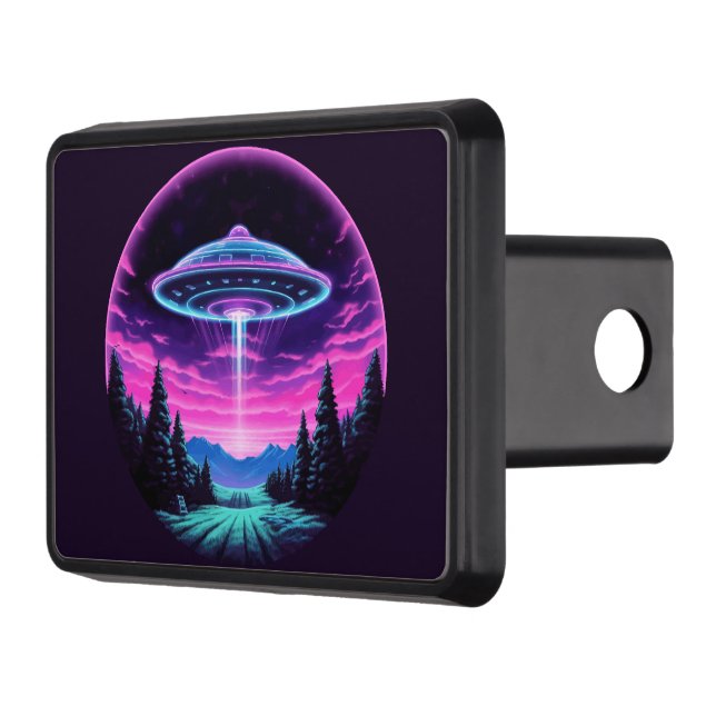 Alien Spaceship Retro Futuristic Trailer Hitch Cover (Left)