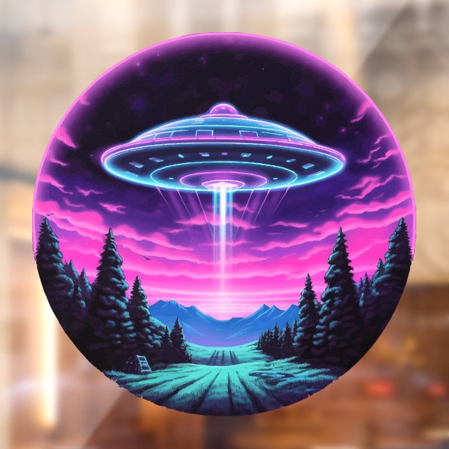 Alien Spaceship Retro Futuristic Window Cling (Sheet 2)