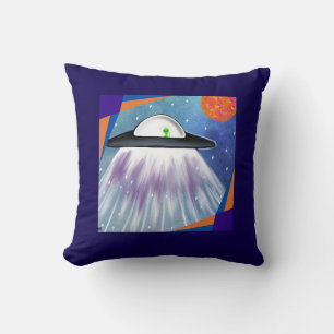 Alien spaceship UFO Space Throw Pillow
