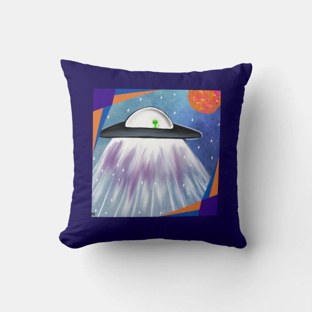 Alien spaceship UFO Space  Throw Pillow (Front)