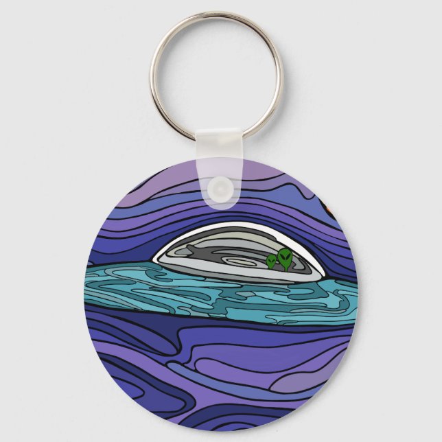 Alien spaceship UFO UAP paranormal Keychain (Front)