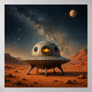 Alien Spaceship with Goldfish Pilot Poster
