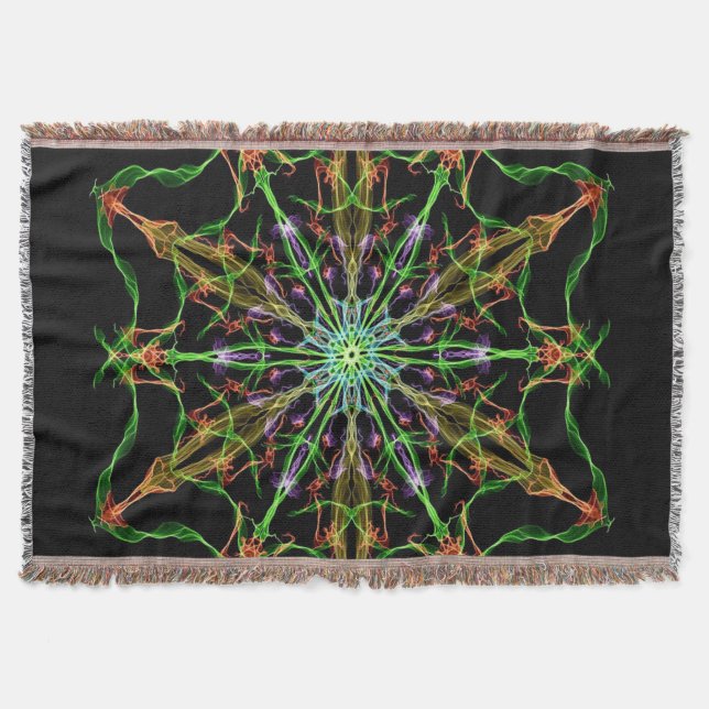 Alien Spider Web Mandala | Spider Gifts Throw Blanket (Front)