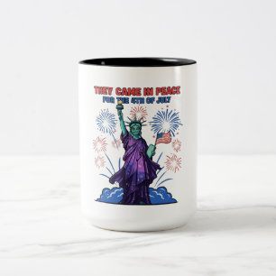 Alien Statue of Liberty 4th of July Two-Tone Coffee Mug