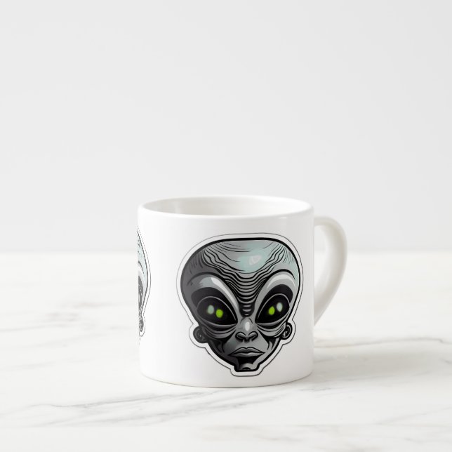 Alien Sticker Art Espresso Mug  (Front Right)