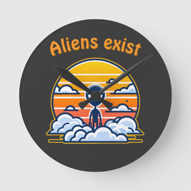 Alien Sunset Aesthetic | Sci-Fi Alien Sunset  Round Clock (Front)
