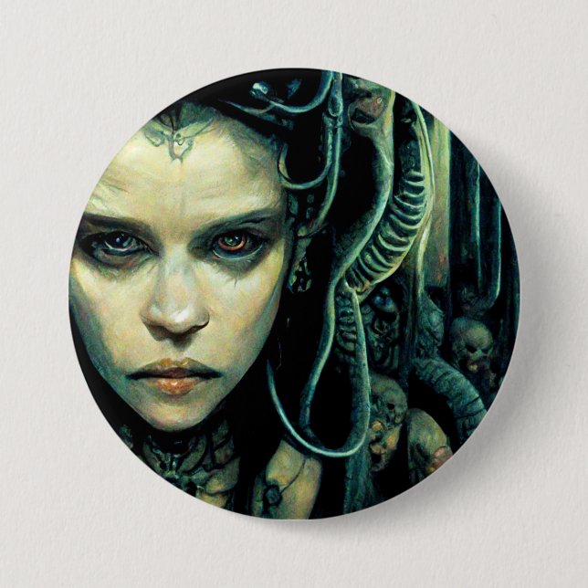 Alien Tech Girl Science Fiction 3 Inch Round Button (Front)