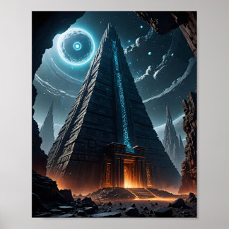 Alien Temple on Asteroid Poster