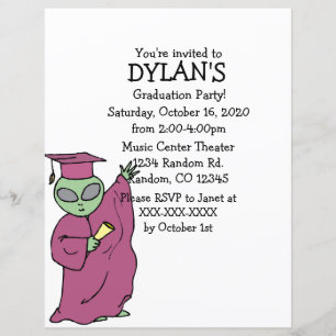 Alien theme graduation party flyer invitations