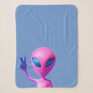 Alien Throwing A Peace Sign Blanket