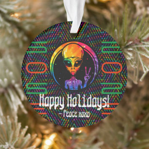 Alien Tie Dye Space Personnalisé Ornement de Noël