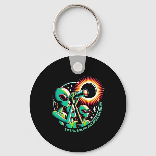 Alien Total Solar Eclipse 4.08.2024 Apparel  Keychain (Front)