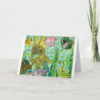 Alien Trying to Stop Cthulhu from Swimming Left Card