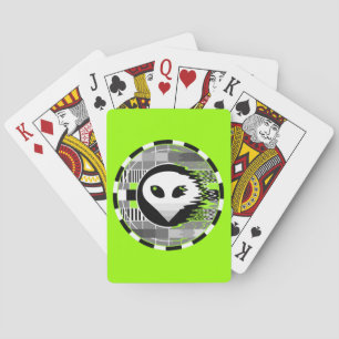 Alien TV Round playing cards green