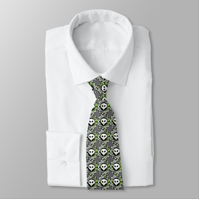 Alien TV Round tie grey 2 sided (Tied)